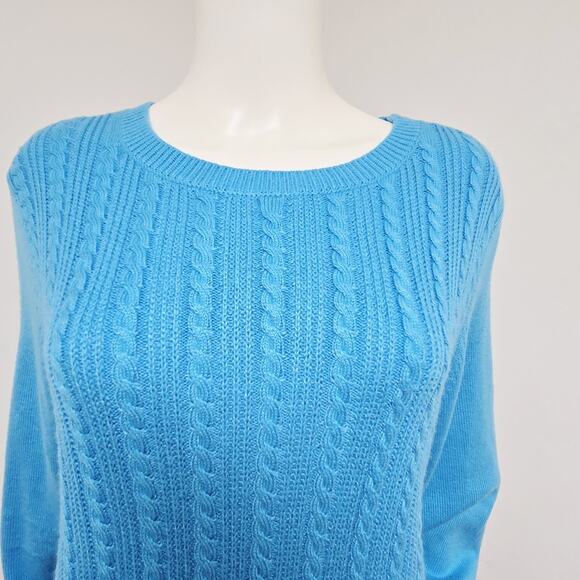 Talbots Sweater Womens Size XL Turquoise Cable Knit Button Shoulder Stretch NWT - Picture 2 of 9